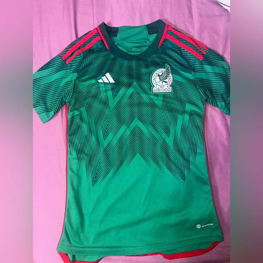 Adidas Mens Green and Red Soccer Jersey